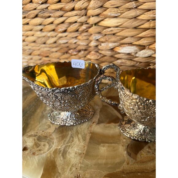 Japanese vintage silver-plated sugar bowl and creamer. - Picture 10 of 10